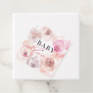 Baby in Bloom Watercolor Rose Baby Shower Favour Tags