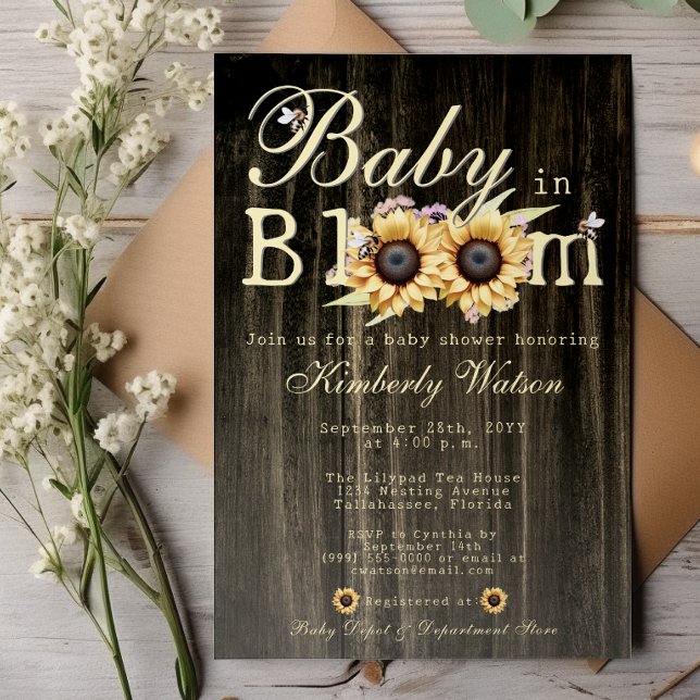 Baby in Bloom Watercolor Sunflowers Baby Shower Invitation (Baby in Bloom Watercolor Sunflowers Baby Shower Invitation)