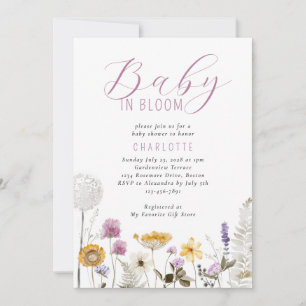 Baby In Bloom Watercolor Wildflower Baby Shower Invitation