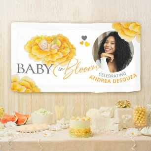 Baby in bloom watercolor yellow photo baby shower banner