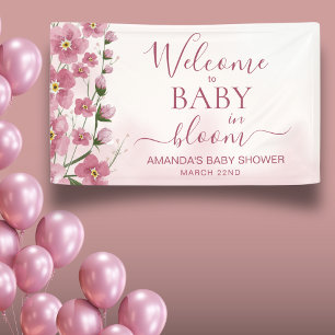 Baby in Bloom Welcome Girl Pink Floral Shower  Banner