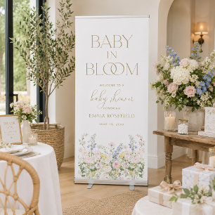 Baby in Bloom Welcome Pastel Garden Baby Shower Retractable Banner