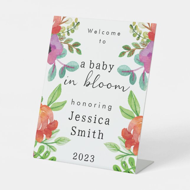 "Baby in Bloom" Welcome Pedestal Sign (Front)