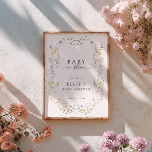 Baby In Bloom Welcome Poster Sign