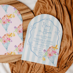 Baby in Bloom Whimsical Blue and pink Baby shower Invitation