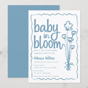 Baby in Bloom Whimsical Hand Drawn Boy Baby Shower Invitation