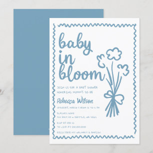 Baby in Bloom Whimsical Hand Drawn Boy Baby Shower Invitation