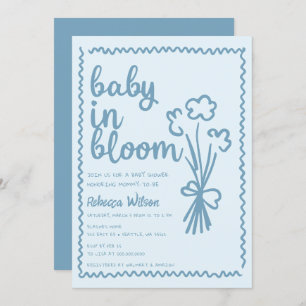 Baby in Bloom Whimsical Hand Drawn Boy Baby Shower Invitation
