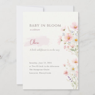 Baby in Bloom Whimsical Wildflower Baby Shower Invitation
