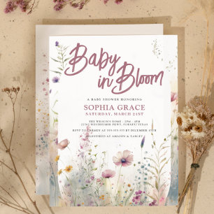 Baby in Bloom Whimsical Wildflowers Baby Shower Invitation