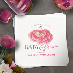 Baby in Bloom whimsy hand watercolor baby shower Napkin
