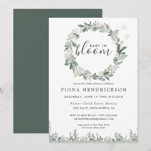 Baby in Bloom   White Floral Greenery Baby Shower