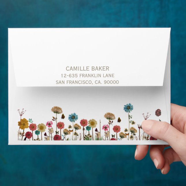 Baby in bloom wild flower baby shower envelope (Hand)