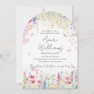 Baby in Bloom Wild Flower Butterfly Baby Shower Invitation