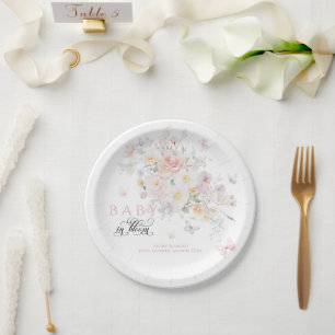 Baby in Bloom Wild Flower Butterfly Baby Shower Paper Plate