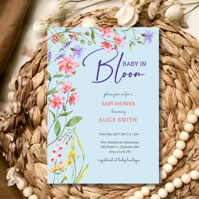 Baby in bloom wild flowers Baby shower Invitation (Creator Uploaded)