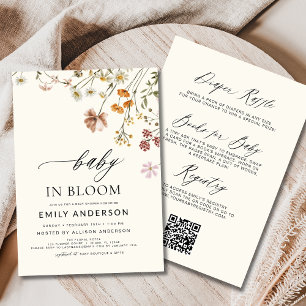 Baby In Bloom Wildflower All in One Baby Shower Invitation