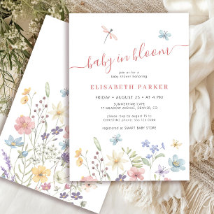 Baby in bloom wildflower baby girl shower invitation