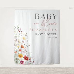 Baby In Bloom Wildflower Baby Shower Backdrop Tapestry