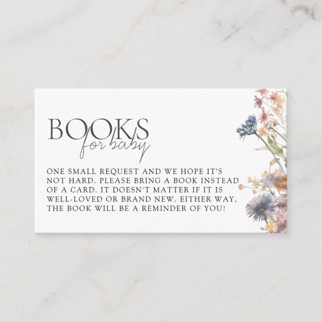 Baby in Bloom Wildflower Baby Shower Book Request Enclosure Card (Front)