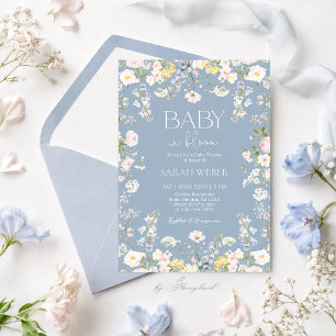 Baby in Bloom Wildflower Baby Shower Boy Invitation