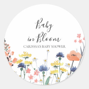 Baby in Bloom Wildflower baby shower Classic Round Classic Round Sticker