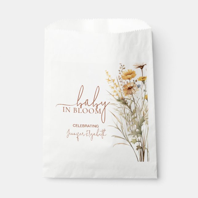 Baby in Bloom Wildflower Baby Shower Favour Bags (Front)