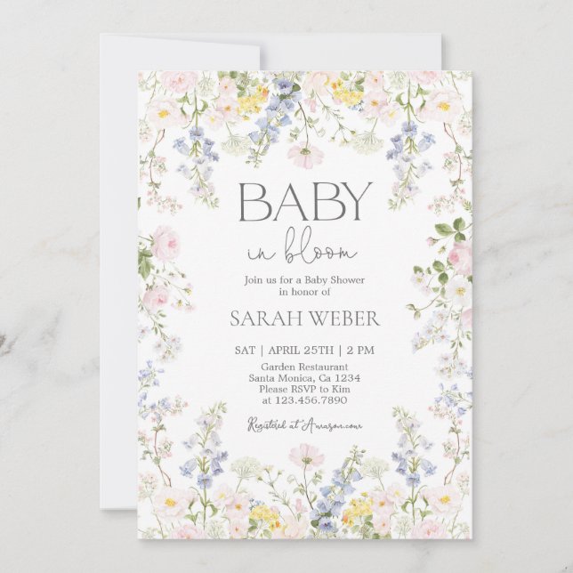 Baby in Bloom Wildflower Baby Shower Girl Invitation (Front)
