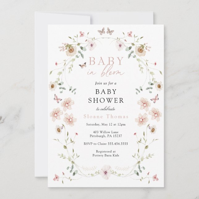 Baby in Bloom Wildflower Baby Shower Invitation (Front)