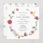 Baby in Bloom Wildflower Baby Shower Invitation<br><div class="desc">Baby in Bloom! This elegant baby shower invitation features a watercolor floral wreath with greenery and wildflowers. Personalise with your information or click "Click to customise further" to edit font styles,  size and colours.</div>
