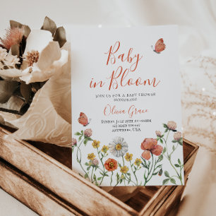 Baby in Bloom Wildflower baby shower Invitation