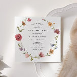 Baby in Bloom Wildflower Baby Shower Invitation<br><div class="desc">Baby in Bloom! This elegant baby shower invitation features a watercolor floral wreath with greenery and wildflowers. Personalise with your information or click "Click to customise further" to edit font styles,  size and colours.</div>