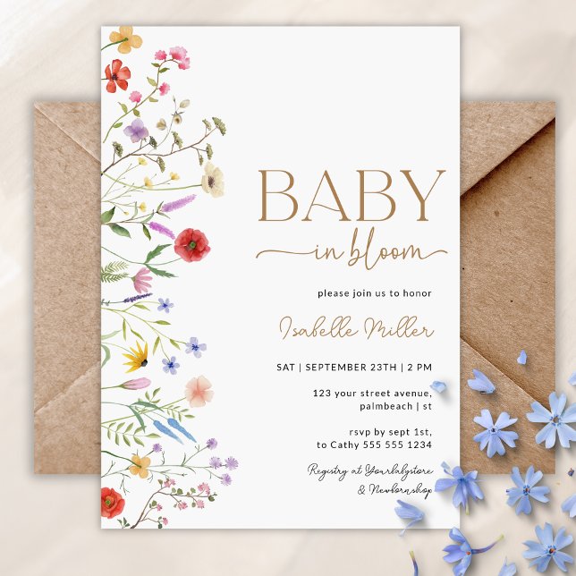 Baby in Bloom Wildflower Baby Shower Invitation (Creator Uploaded)