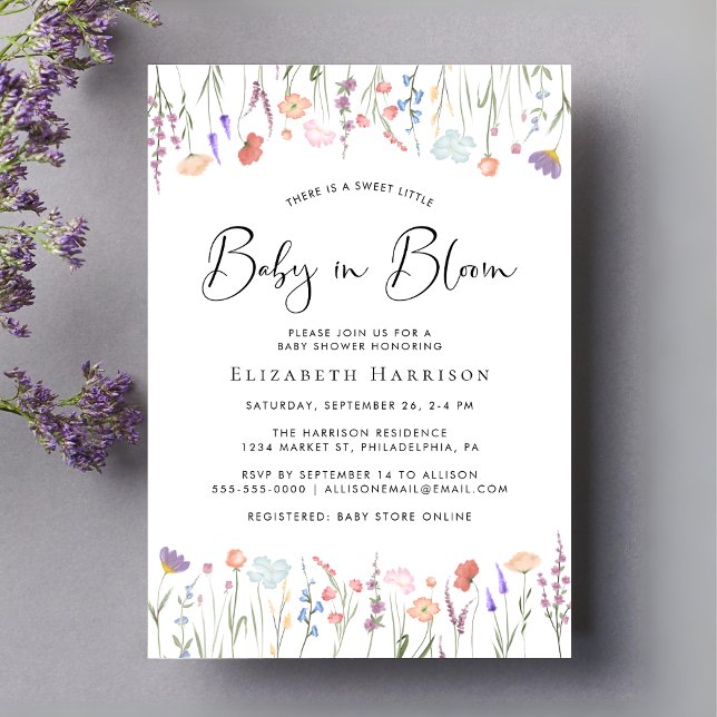 Baby in Bloom  Wildflower Baby Shower Invitation (Creator Uploaded)