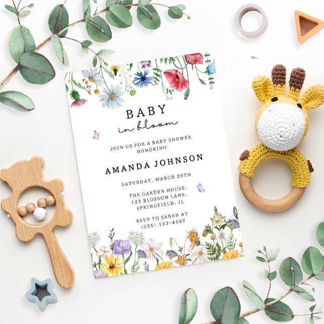 Baby in Bloom Wildflower Baby Shower Invitation (Creator Uploaded)