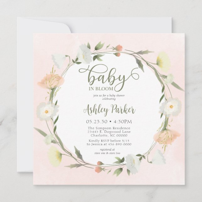 Baby In Bloom Wildflower Baby Shower Invitation (Front)