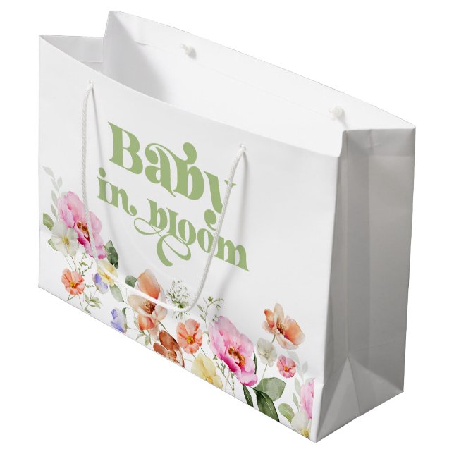 Baby in bloom wildflower baby shower large gift bag (Front Angled)