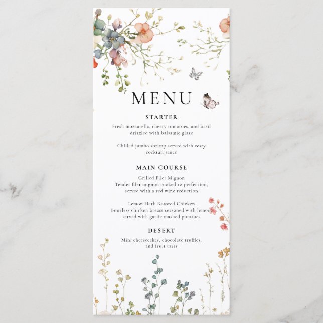 Baby in Bloom Wildflower Baby Shower Menu (Front)