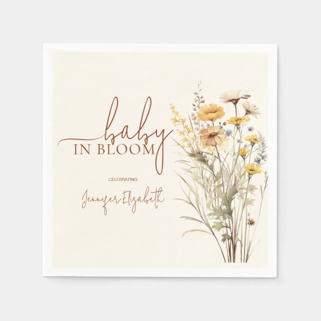 Baby in Bloom Wildflower Baby Shower Napkin (Front)