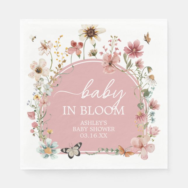 Baby in Bloom Wildflower Baby Shower Napkin (Front)