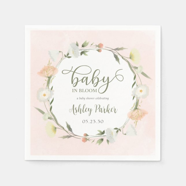Baby In Bloom Wildflower Baby Shower Napkin (Front)