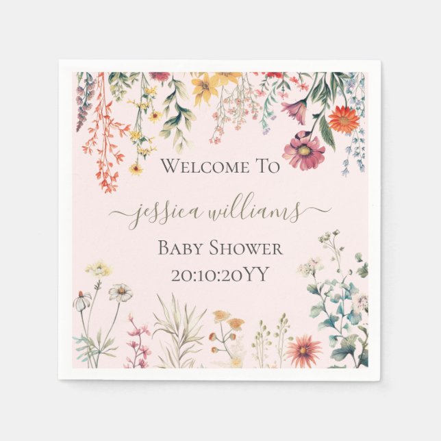 Baby in Bloom Wildflower Baby Shower Napkin (Front)