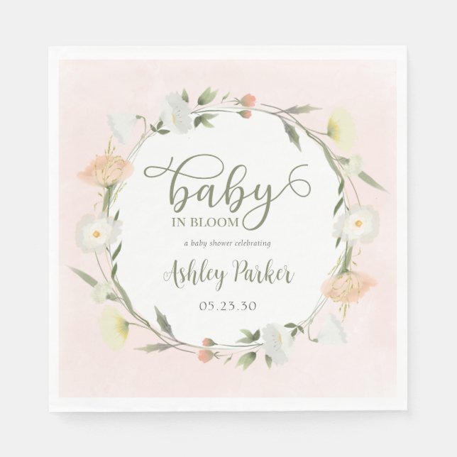 Baby In Bloom Wildflower Baby Shower Napkin (Front)
