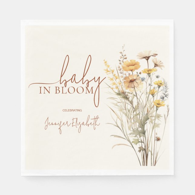 Baby in Bloom Wildflower Baby Shower Napkin (Front)