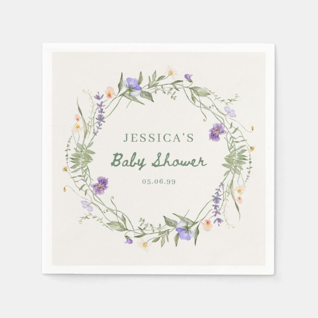 Baby in Bloom Wildflower Baby Shower Napkins (Front)