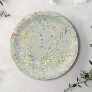 Baby in Bloom Wildflower Baby Shower Paper Plate