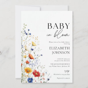 Baby In Bloom Wildflower Baby Shower Photo QR Code Invitation