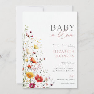 Baby In Bloom Wildflower Baby Shower Photo QR Code Invitation