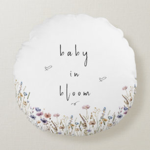 Baby In Bloom Wildflower Baby Shower Round Cushion