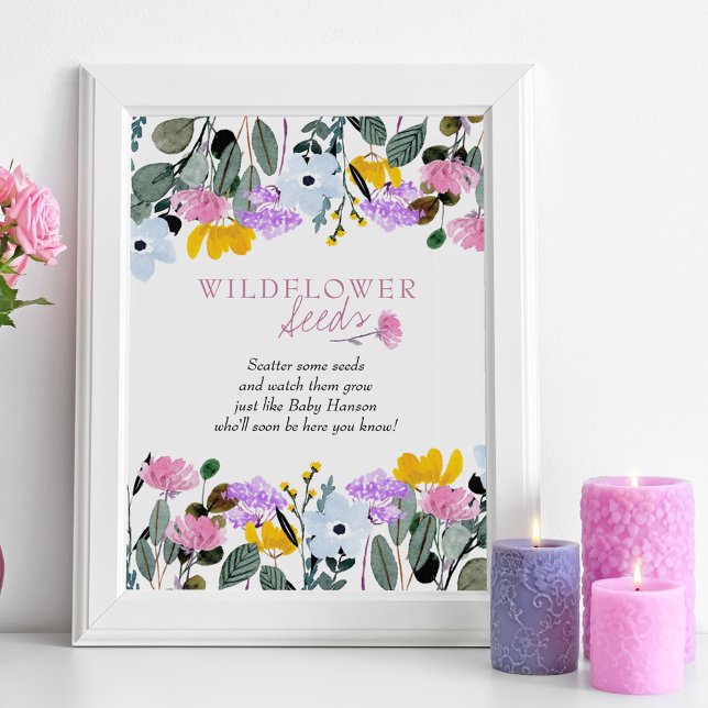 Baby in Bloom Wildflower Baby Shower Seed Favors Poster (Wildflower Seeds favor sign from Wildflower Lawn Collection. Order printed or digital download.
)